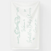 Green Hand Drawn Bow Baby shower Welkom Spandoek (Verticaal)