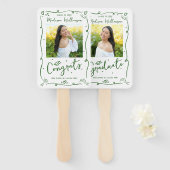 Green Hand Drawn Doodle Graduation 2 Photo White Handwaaier (Voorkant en achterkant)