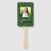 Green Hand Drawn Doodle Style Graduation 2 Photo Handwaaier (Achterkant)