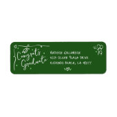 Green Hand Drawn Doodle Style Graduation Address Etiket (Voorkant)