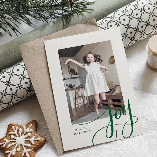 Green Hand Lettered Script Joy Kerstfoto