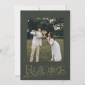 Green Hand Lettré "Réjouissez" Carte photo de vaca (Devant)