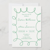 Green Hand Written Pinstripe Whimsical Wedding Kaart (Voorkant)