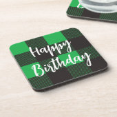 Green Happy Birthday Bier Onderzetter (Linkerzijde)