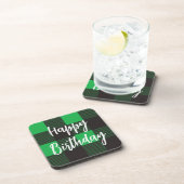 Green Happy Birthday Bier Onderzetter (Rechterzijde)