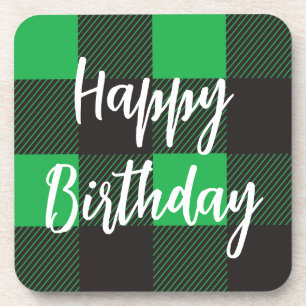 Green Happy Birthday Bier Onderzetter