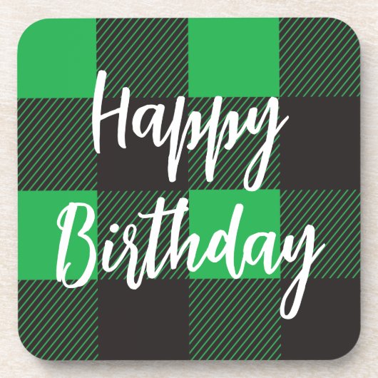 Green Happy Birthday Bier Onderzetter (Voorkant)