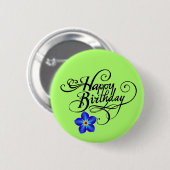 Green Happy Birthday Ronde Button 5,7 Cm (Voorkant /achterkant)