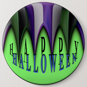 Green Happy Halloween striped Fangs Ronde Button 6,0 Cm