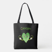 Green Happy Heart Leaf op zwarte Canvas tas (Achterkant)