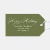 Green Happy Holidays Calligraphy Script Custom Cadeaulabel (Voorkant (Horizontaal))