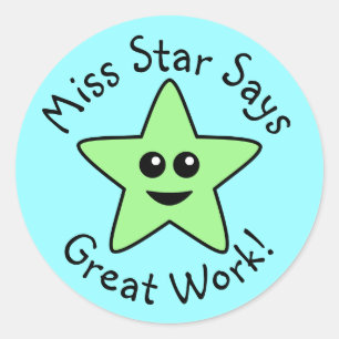 Green Happy Star Great Work Stickers