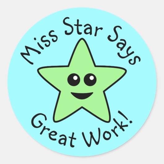 Green Happy Star Great Work Stickers (Devant)