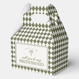 Green Harlequin Checkered Bridesmaid Proposal Box Bedankdoosjes