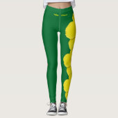 Green Hawaii State Flower Hibiscus Jaune Leggings (Devant)