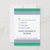Green Heart Anchor Monogram Wedding RSVP Kaartje (Achterkant)