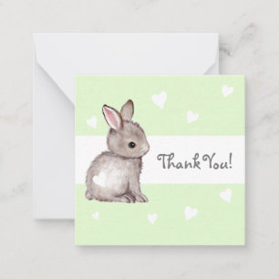 Green Heart Bunny Baby shower Merci Cartes pour no