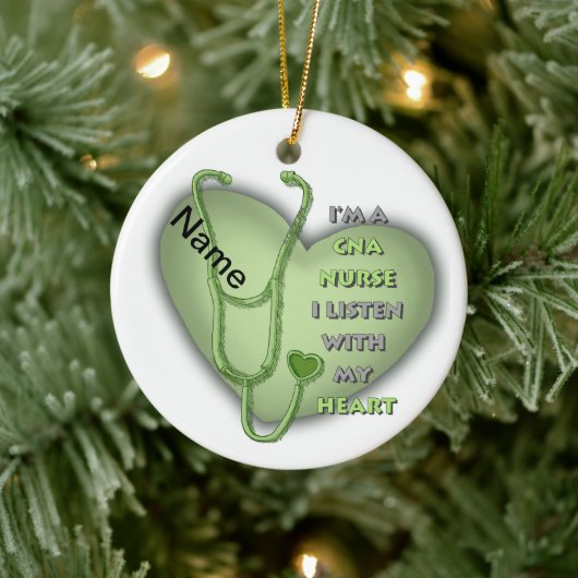 Green Heart CNA Nurse Keramisch Ornament (Boom)