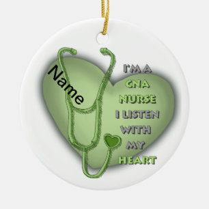 Green Heart CNA Nurse Keramisch Ornament