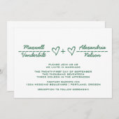 Green Heart Equation Wedding Invitation (Devant / Derrière)