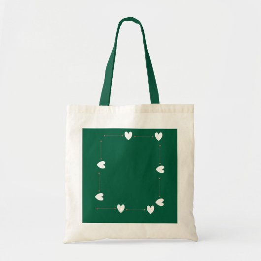 Green Heart Frame Tote Bag – Minimal Love Style (Devant)