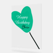 Green heart happy birthday white black balloon kid (Angle)