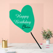 Green heart happy birthday white black balloon kid (Mariage)