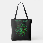 Green Heart Mandala over zwarte Canvas tas (Achterkant)