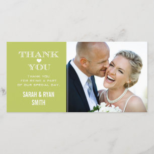 Green Heart Mariage Photo Merci Cartes