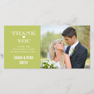 Green Heart Mariage Photo Merci Cartes