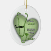 Green Heart Nurse aangepaste verpleegkundigen orna Keramisch Ornament (Rechts)