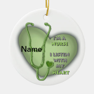 Green Heart Nurse aangepaste verpleegkundigen orna Keramisch Ornament