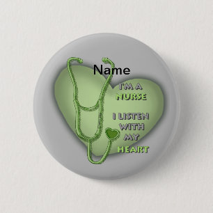 Green Heart Nurse Ronde Button 5,7 Cm