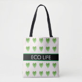 Green Heart Shape Leaf Pattern op Beige Canvas tas (Voorkant)