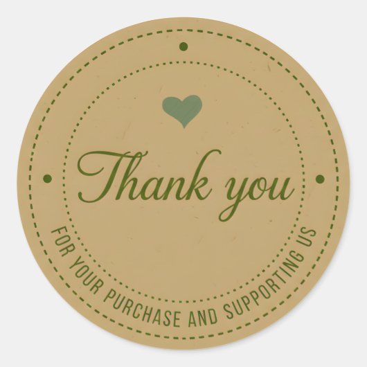 Green Heart Thank You Business Sticker (Devant)