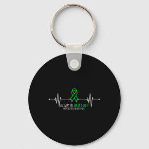 Green Heartbeats Ribbon Mentale Gezondheid Bewustz Sleutelhanger
