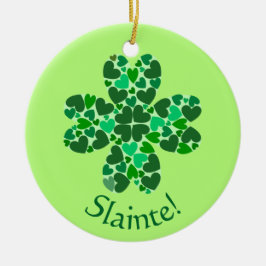 Green Hearts Shamrock St. Patrick's Metalen Ornament