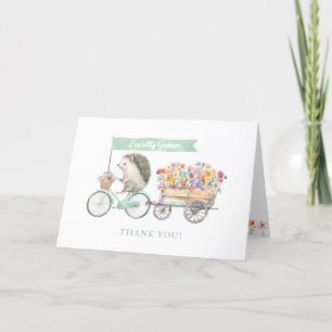 Green Hedgehog Baby shower Bedankt Card – Floral