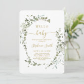 Green Hello Baby shower Invitation (Debout devant)