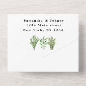 Green Herbs Waterverf Greenery Sage Thyme Wedding All In One Uitnodiging (Achterkant)