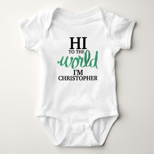 Green Hi to World Baby NAME Romper (Voorkant)