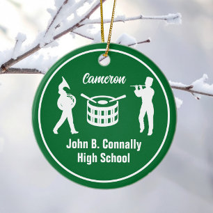 Green High School Marching Band Custom Christmas Keramisch Ornament