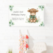 Green Highland Koe verjaardagsfeestje Spandoek (Insitu)