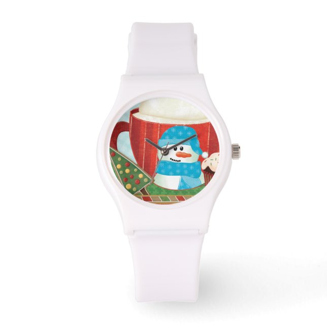 Green Holiday Cup met warmtecacao Horloge (Voorkant)