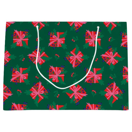 Green Holiday Gift Bag Groot Cadeauzakje (Voorkant)