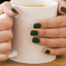 Green Holiday Plaid Bias Christmas Nail Art
