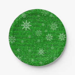 Green Holiday Snowflake Papieren Bordje