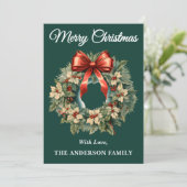 Green Holly Berry Carte de Noël Wreath (Debout devant)