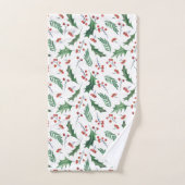 Green Holly en Red Berry Merry kerstpattern Bad Handdoek (Handdoek)
