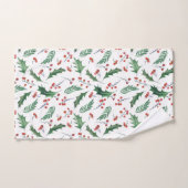 Green Holly et Red Berry Joyeux Motif de Noël (Serviette à main)